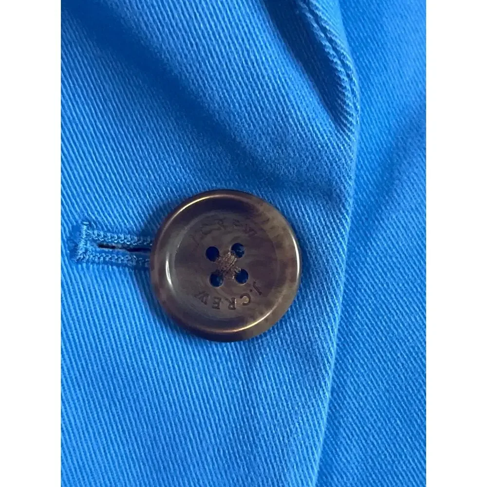 J.Crew Girlfriend Chino Blazer Blue One Button Tailored Stretch Cotton Size 6